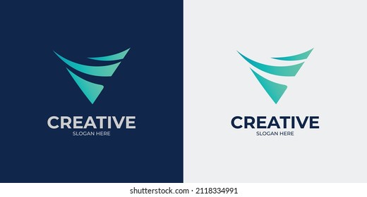 minimalist and abstract letter V logo set