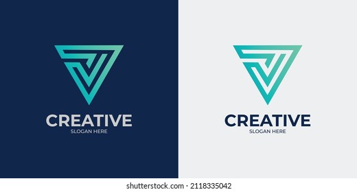 minimalist and abstract letter V logo set