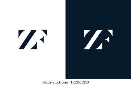 Minimalist abstract letter ZF logo. This logo icon incorporate with two abstract shape in the creative way.