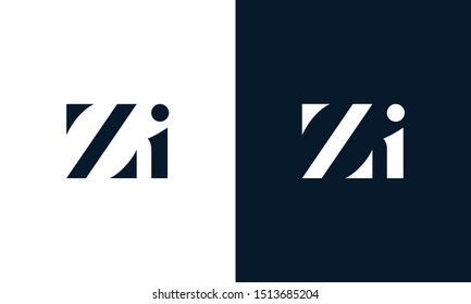 Minimalist abstract letter ZI logo. This logo icon incorporate with two abstract shape in the creative way.