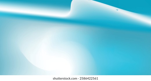 Minimalist abstract light blue background for product presentation. Stylish, panoramic composition with sunlight and abstract shadow or water reflection on wall.