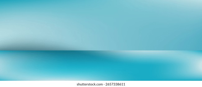 Fondo azul claro abstracto minimalista para la presentación del producto. Elegante composición panorámica con luz solar y sombra abstracta o reflejo de agua en la pared. Vector