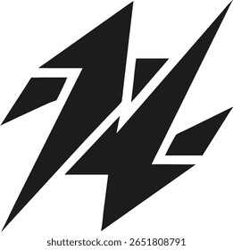 Design de logotipo de raio abstrato minimalista com linhas angulares nítidas