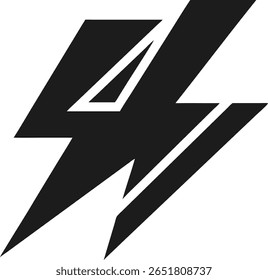 Silhueta de raio abstrato minimalista com linhas angulares afiadas para um design de logotipo
