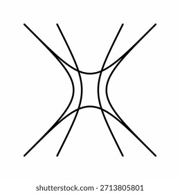 Arte abstrata minimalista com curvas de interseção formando uma estrela de quatro pontas.