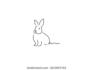 Minimalist abstract line art illustration of a rabbit, symbolizing agility, gentleness, and nature.