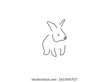 Minimalist abstract line art illustration of a rabbit, symbolizing agility, gentleness, and nature.