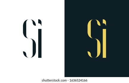 Minimalist abstract line art letter SI logo. This logo icon incorporate with two letter in the creative way.