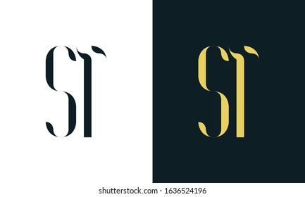 Minimalist abstract line art letter ST logo. This logo icon incorporate with two letter in the creative way.