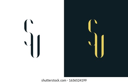 Minimalist abstract line art letter SU logo. This logo icon incorporate with two letter in the creative way.