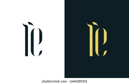 Minimalist abstract line art letter TE logo. This logo icon incorporate with two letter in the creative way.