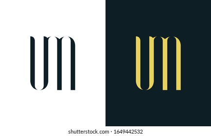 Minimalist abstract line art letter UM logo. This logo icon incorporate with two letter in the creative way.