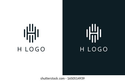 Minimalist Abstract line art letter H logo. This logo icon incorporate with letter H and sound wave line in the creative way.