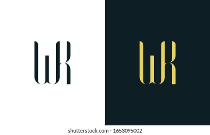 Minimalist abstract line art letter WK logo. This logo icon incorporate with two letter in the creative way.