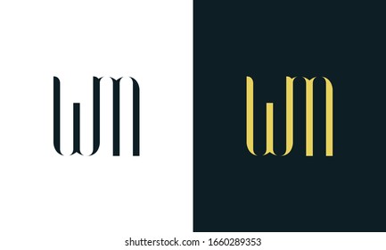 Minimalist abstract line art letter WM logo. This logo icon incorporate with two letter in the creative way.