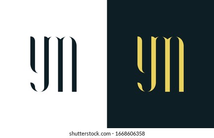 Minimalist abstract line art letter YM logo. This logo icon incorporate with two letter in the creative way.