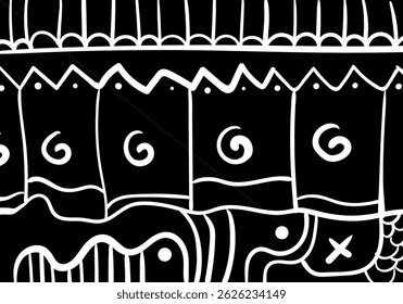 A minimalist abstract line drawing of three human faces in profile, created with flowing, continuous black lines on a white background. 