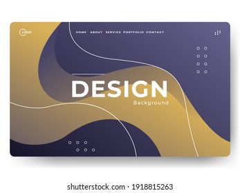 Minimalist abstract liquid background. gold and dark blue colors Trendy gradient shapes composition.can be used on posters, banner, web, landing page