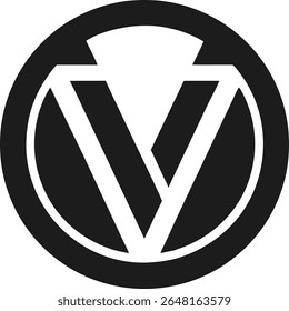 Minimalist abstract logo design featuring letter v inside a circle shape