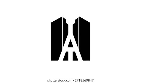 A minimalist and abstract logo design featuring architecture and letter A, perfect for businesses in architecture, real estate, or urban development, providing a memorable visual identity. The