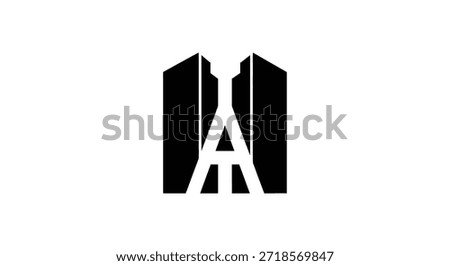 A minimalist and abstract logo design featuring architecture and letter A, perfect for businesses in architecture, real estate, or urban development, providing a memorable visual identity. The