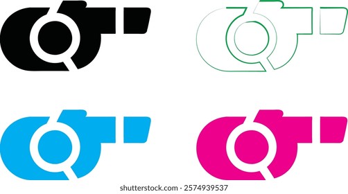 Minimalist abstract logo designs, geometric shapes, circular elements, curved lines, monochrome color schemes, black and white, blue, pink, simple yet striking, modern corporate branding, clean graphi