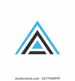 A minimalist abstract logo featuring concentric triangles forming the letter A in blue and black.