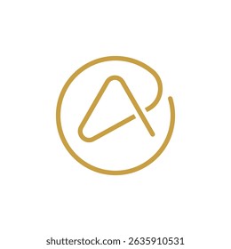 A minimalist and abstract logo featuring thin gold lines forming a stylized letter "A" within a looping, almost circular gold line. It suggests creativity, connection