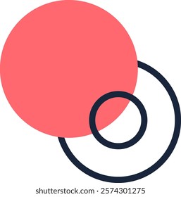 Minimalist abstract logo formed by a large pink circle partially overlapping two thin concentric circles, ideal for a modern and tech company