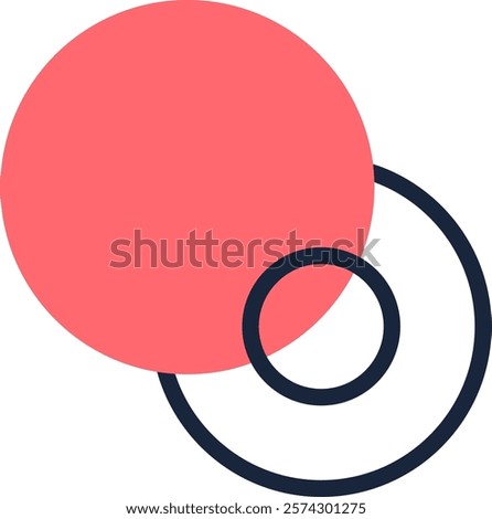 Minimalist abstract logo formed by a large pink circle partially overlapping two thin concentric circles, ideal for a modern and tech company