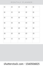 Minimalist abstract monochrome planner. Daily, weekly, monthly planner template. Blank printable vertical notebook page with space for notes and goals. 
Business organizer. Paper sheet size A4.