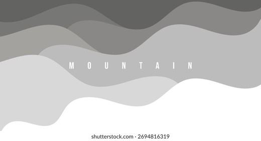 Paisaje de montaña Abstractas minimalista en estilo de diseño plano con capas onduladas y fondo de Vector de Gradientes

