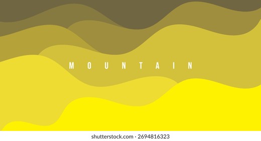 Minimalistische abstrakte Berglandschaft im flachen Designstil mit wellenförmigen Schichten und Farbverläufen Vektorhintergrund
