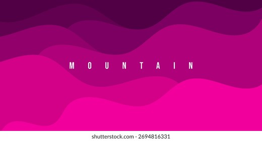 Paisaje de montaña Abstractas minimalista en estilo de diseño plano con capas onduladas y fondo de Vector de Gradientes
