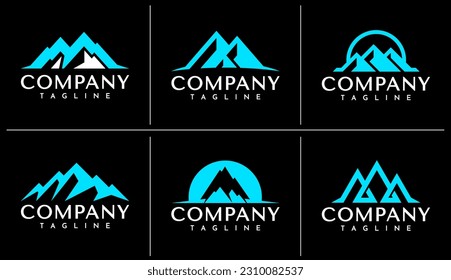 Minimalist abstract mountain logo design branding. Modern mountain peak logo.