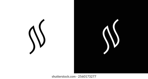 Minimalist Abstract N Line Logo Design in Black and White Contrast