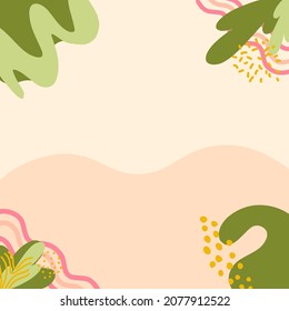 Minimalist abstract nature art shapes collection. Pastel color doodle bundle for fashion design, summer season or natural concept. Modern hand drawn plant leaf and tropical shape decoration set.