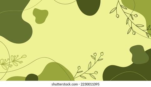 Minimalist abstract nature art shapes background. Pastel color doodle background. Summer season or natural concept. Modern hand drawn plant leaves. Vector illustration