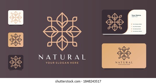 Minimalist abstract nature line art beauty,fashion,rose,cosmetic and business card.Premium Vector