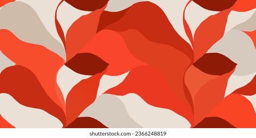 Patrón de formas orgánicas abstractas minimalistas. Hermoso collage rojo floral con huella contemporánea. Plantilla de diseño de moda.