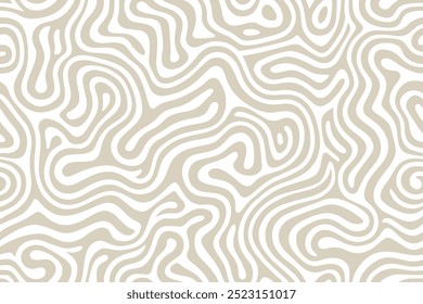 A minimalist abstract pattern featuring wavy lines in beige and white.
