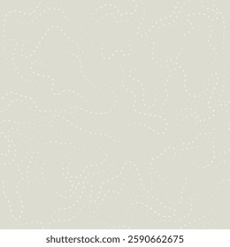 Minimalist abstract pattern with wavy white dashed lines on a light beige background. The organic, flowing shapes resemble topographic maps or delicate embroidery