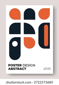Minimalistisches abstraktes Posterdesign mit geometrischen Formen in Orange und Dunkelblau