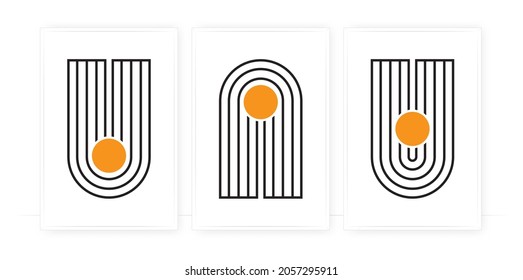 Minimalist abstract poster design, vector. Abstract illustration isolated on white background. Three pieces art design