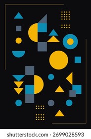Minimalist abstract poster with geometric shapes. Abstract geometric graphics. Vector EPS 10.