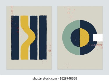 Minimalist abstract poster template design, hand drawn various shapes
