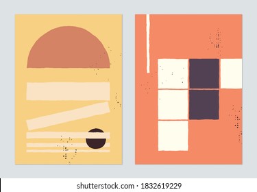 Minimalist abstract poster template design, hand drawn various shapes