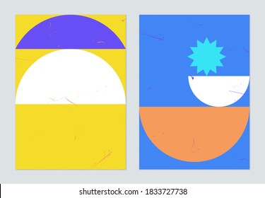 Minimalist abstract poster template design, half circle and star