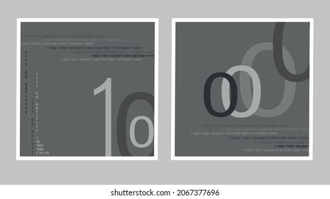 afiches abstractos minimalistas con una matriz de números ceros y unos
