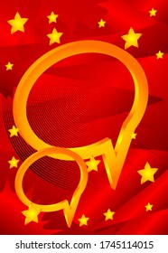 Minimalist abstract premium exclusive speech bubble background with gradient geometric elements. Vector black, red and yellow luxury backdrop.